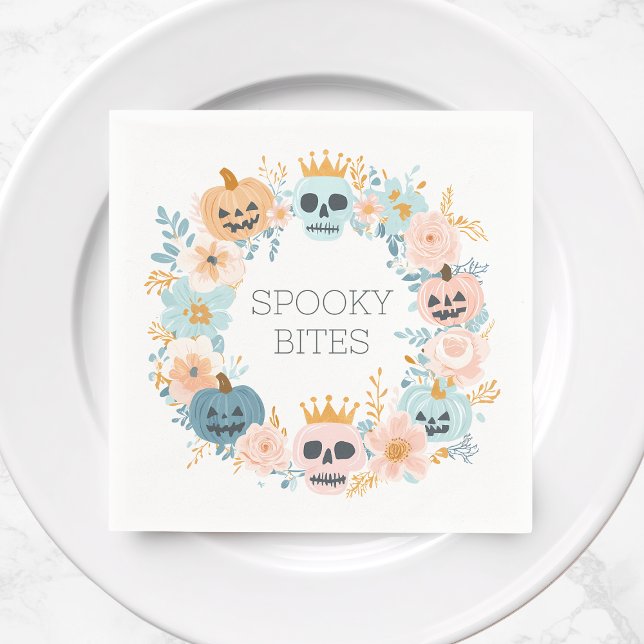 Niedliche Pastel Halloween Fall Spooky florale Mod Serviette (Cute Pastel Halloween Fall Spooky Floral Modern Napkins)