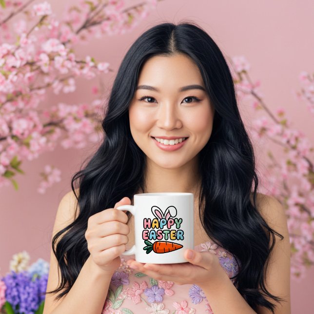 Niedliche Pastel Happy Ostersonnige Ohren mit Karr Kaffeetasse (Von Creator hochgeladen)
