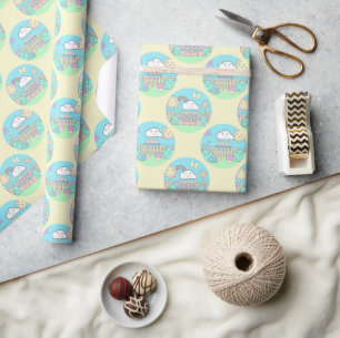 Niedliche Pastel Kawaii Garden Polka Dots Geschenkpapier