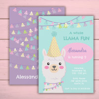 Niedliche Pastel-Lama-Party Einladung
