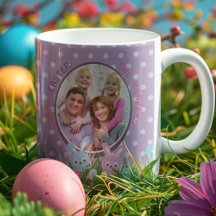 Niedliche Pastel Lila Hoppy Osterfamilie Foto Gesc