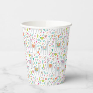 Niedliche Pastel Llama Muster Pappbecher
