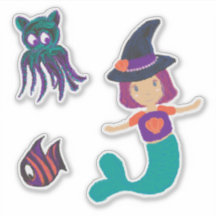 Niedliche Pastel Mermaid Hexe und Spooky Friends
