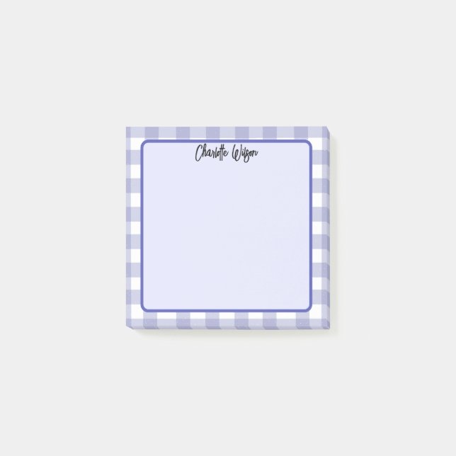Niedliche Pastel Navy Gingham Pattern Notes Post-it Klebezettel (Vorderseite)