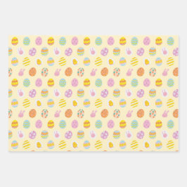 Niedliche Pastel Ostereier Muster Grün Gelb Rosa Geschenkpapier Set
