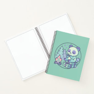 Niedliche Pastel Panda am Campfire mit Geschenken Notizbuch