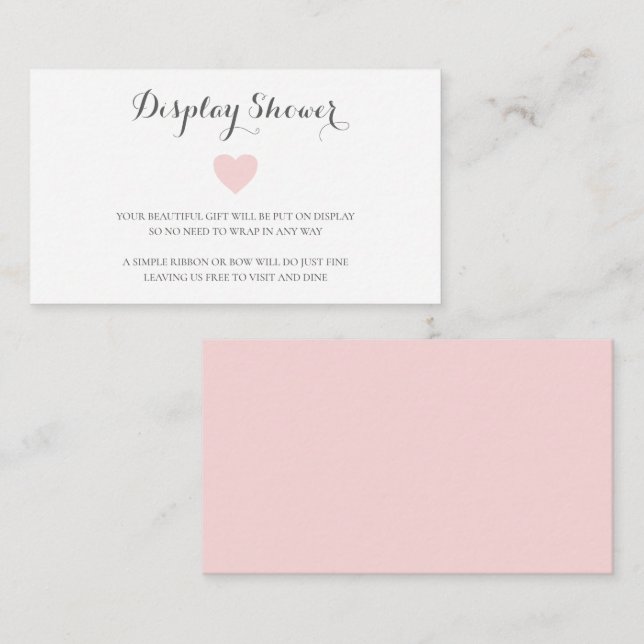 Niedliche Pastel Pink Heart Girl Display Dusche Begleitkarte (Vorne/Hinten)