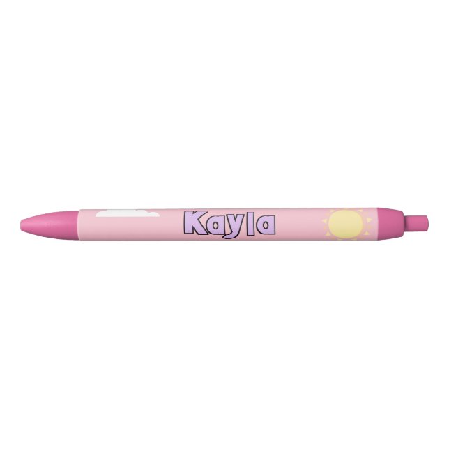 Niedliche Pastel Pink Name Clouds Schule Student Kugelschreiber (Vorderseite)