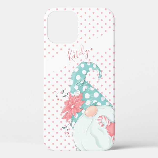 Niedliche Pastel Polka Dot Frohe Weihnachtsgnome Case-Mate iPhone Hülle (Rückseite)