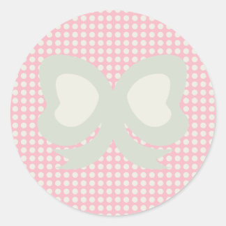 NIEDLICHE PASTEL-PUNKTE UND RIBBONNEN-PINK RUNDER AUFKLEBER