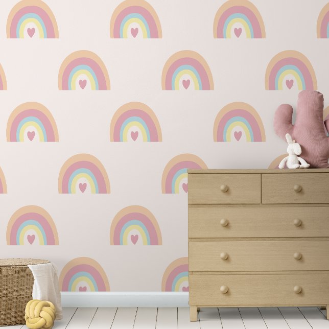 Niedliche Pastel Rainbows Baby Girl Kinderzimmer Tapete (Cute Pastel Rainbows Baby Girl Nursery Wallpaper
)