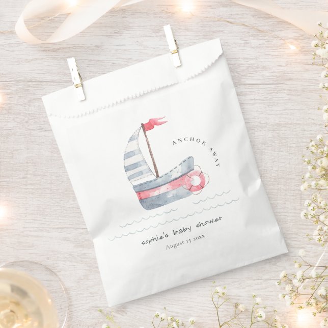 Niedliche Pastel Red Blue Sailboat Babydusche Geschenktütchen (Ausgeschnitten)