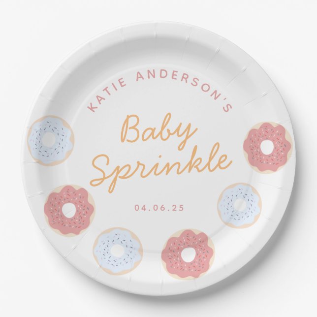 Niedliche Pastel Rosa und Blauer Donuts Baby Sprin Pappteller (Vorderseite)