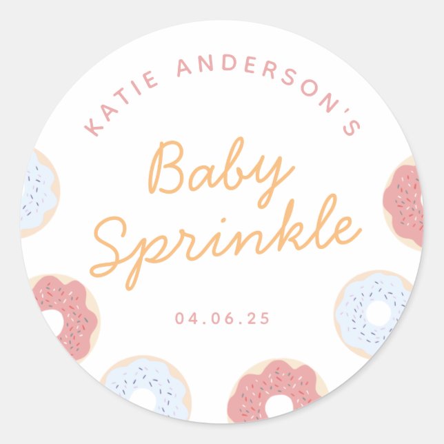 Niedliche Pastel Rosa und Blauer Donuts Baby Sprin Runder Aufkleber (Vorderseite)