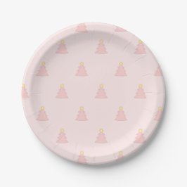 Niedliche Pastel Rosa Weihnachtsbaummuster Pappteller