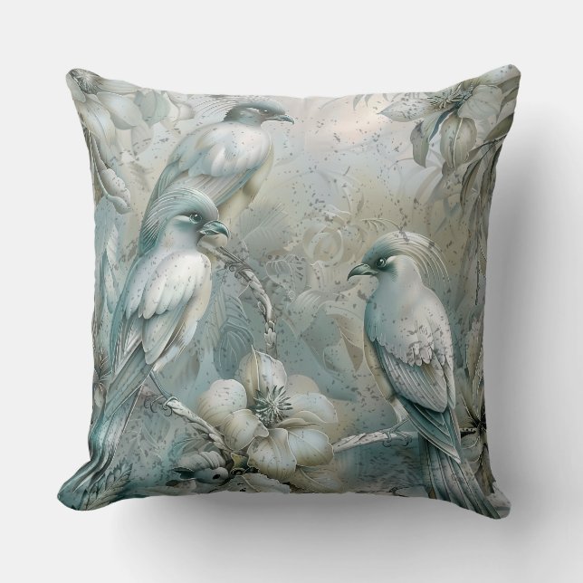 Niedliche Pastel Safari Wildtiere Vögel Kissen (Vorderseite)