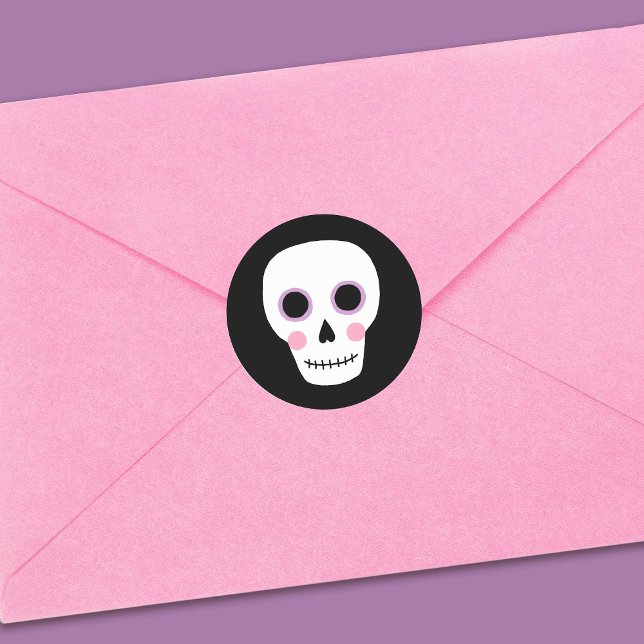 Niedliche Pastel Skull Halloween Geburtstag Runder Aufkleber (Von Creator hochgeladen)