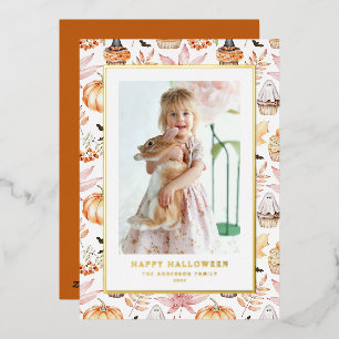 Niedliche Pastel Spooky Cupcakes Happy Halloween F Folien Feiertagskarte