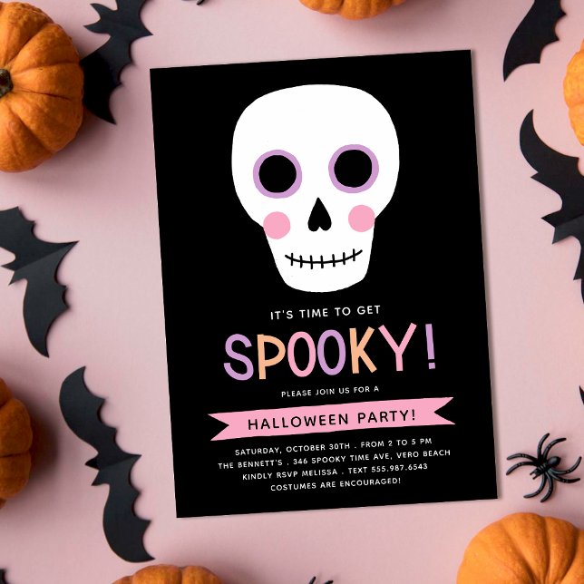Niedliche Pastel Spooky Skull and Stars Halloween- Einladung (Von Creator hochgeladen)