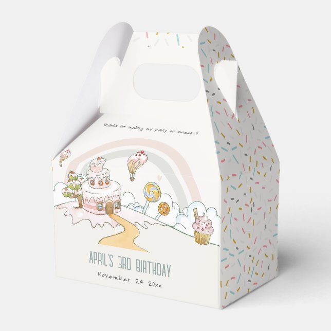 Niedliche Pastel Sweet Time Candy Land Kindergebur Geschenkschachtel (Vorderseite)