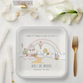 Niedliche Pastel Sweet Time Candy Land Kindergebur Pappteller