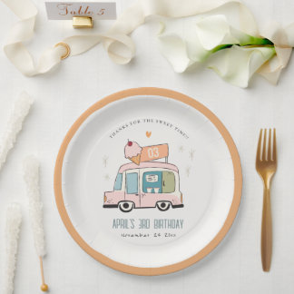 Niedliche Pastel Sweet Time Ice Truck Birthday Na Pappteller