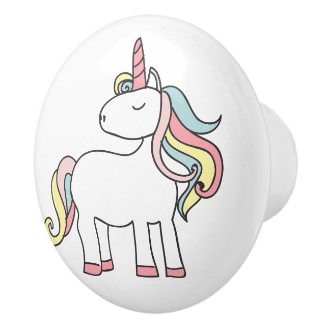 Niedliche Pastel Unicorn Keramikknauf (Rechts)