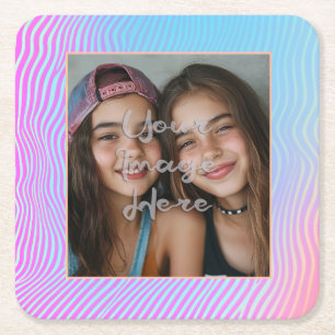 Niedliche Pastel Vaporwave Strip Foto Border Rechteckiger Pappuntersetzer