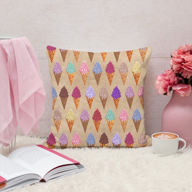 Niedliche Pastel Watercolor Ice Cream Baby Kinderz Kissen (Von Creator hochgeladen)