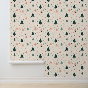 Niedliche Pastel Weihnachtsbaummuster Tapete