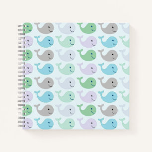 Niedliche Pastel Whales Muster Notizbuch