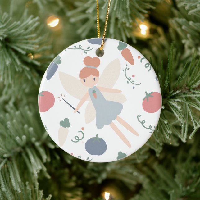 Niedliche Pastel Whimsical Gemüsepflanzenzucht Fai Keramik Ornament (Baum)