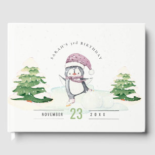 Niedliche Pastel Winter Pinguin Kinder jeden Alter Gästebuch