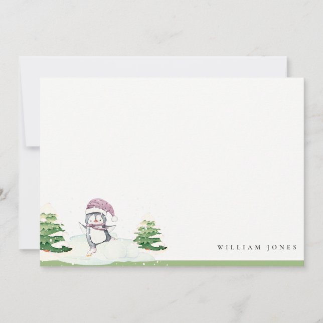 Niedliche Pastel Winter Pinguin Kinder jeden Alter Mitteilungskarte (Vorderseite)