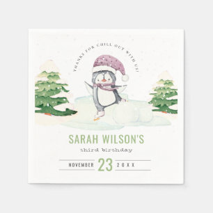 Niedliche Pastel Winter Pinguin Kinder jeden Alter Serviette