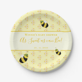 Niedliche Pastel Yellow Honey Bee Baby Dusche Deko Pappteller