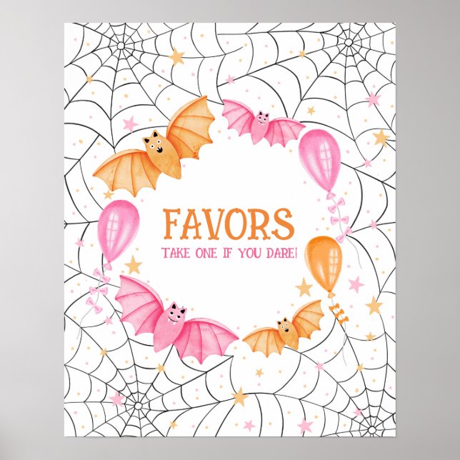 Niedliche Pastelbäder und Spinnennetze Halloween Poster (Vorne)