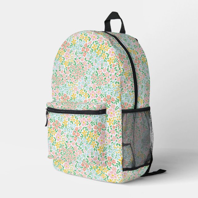 Niedliche Pastelgarten Blume Muster Bedruckter Rucksack (Rückseitige Ecke Rechts)