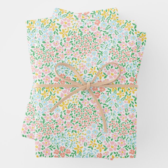 Niedliche Pastelgarten Blume Muster Geschenkpapier Set (Beispiel)