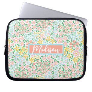 Niedliche Pastelgarten Blume Muster Laptopschutzhülle