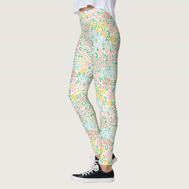 Niedliche Pastelgarten Blume Muster Leggings (Links)