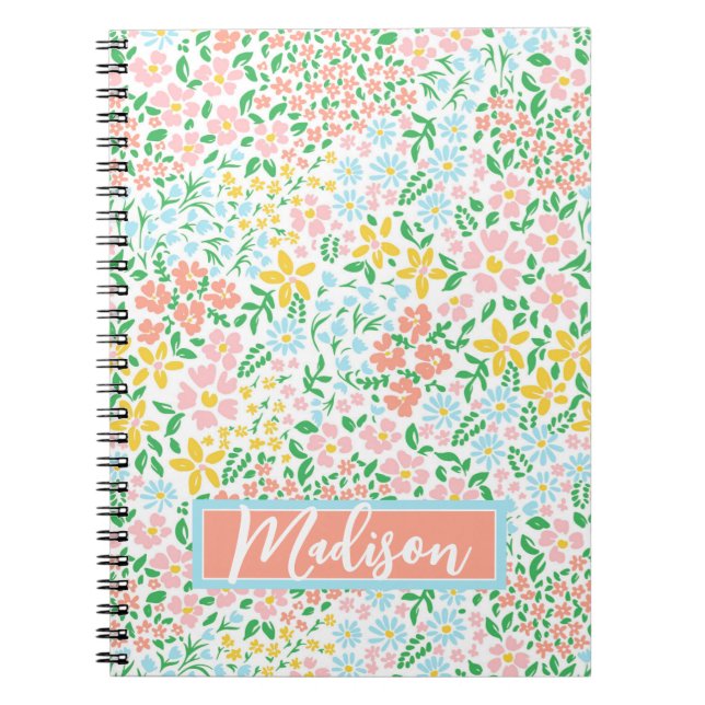 Niedliche Pastelgarten Blume Muster Notizblock (Vorderseite)