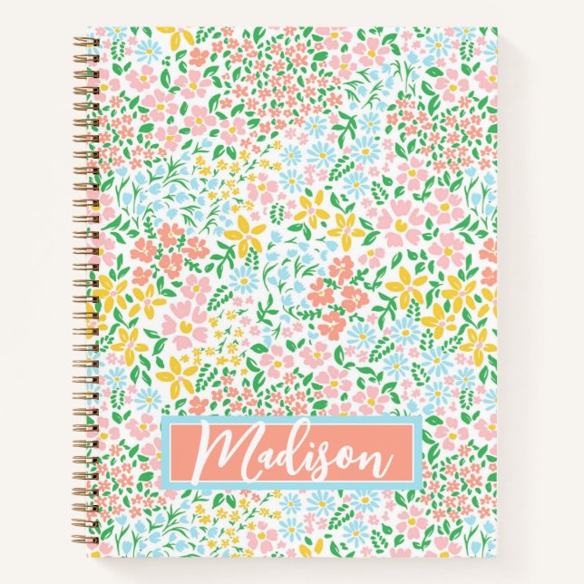 Niedliche Pastelgarten Blume Muster Notizbuch (Vorderseite)
