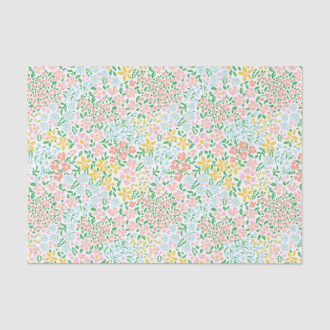 Niedliche Pastelgarten Blume Muster Seidenpapier (Vorderseite)