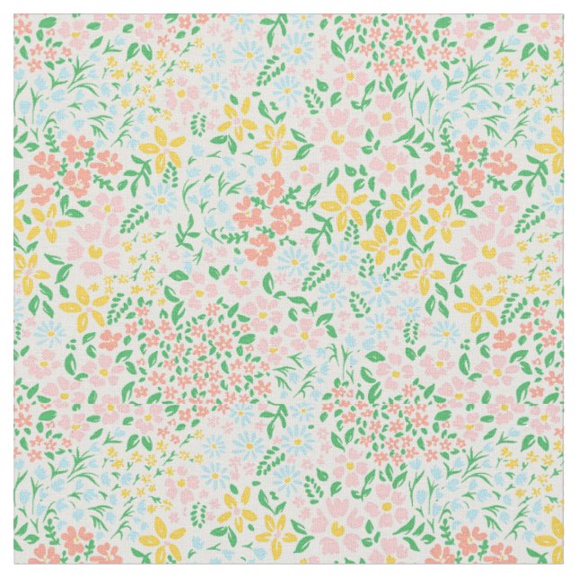 Niedliche Pastelgarten Blume Muster Stoff (Nahaufnahme)