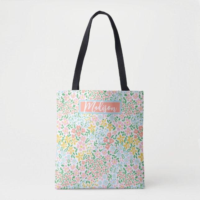 Niedliche Pastelgarten Blume Muster Tasche (Vorderseite)