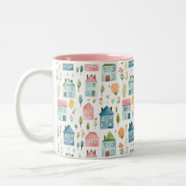 Niedliche Pastelhäuser Zweifarbige Tasse