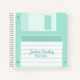 Niedliche Pastell-Aquamarine Diskette Notizbuch