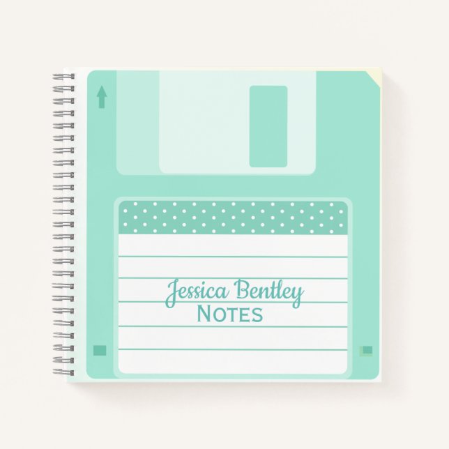 Niedliche Pastell-Aquamarine Diskette Notizbuch (Vorderseite)
