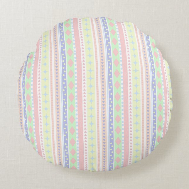 Niedliche Pastell Baby Print Rundes Kissen (Vorderseite)